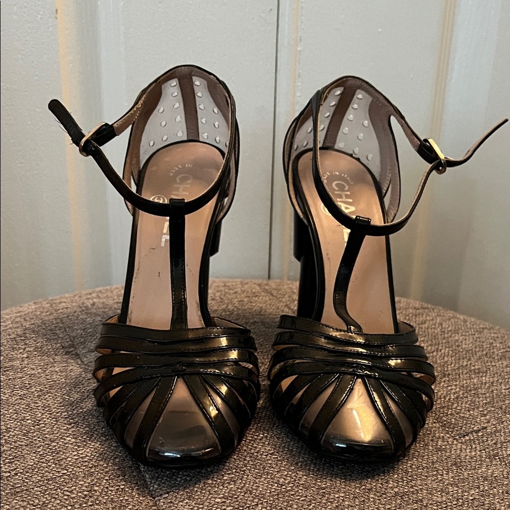 Authentic CHANEL Elegant Black Strappy Heels
